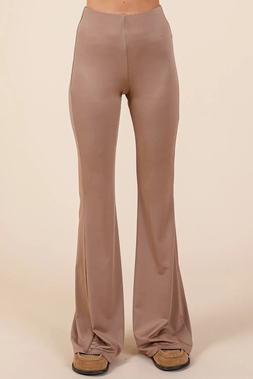 Stretchy Soft Elastic Waist Flare Pants