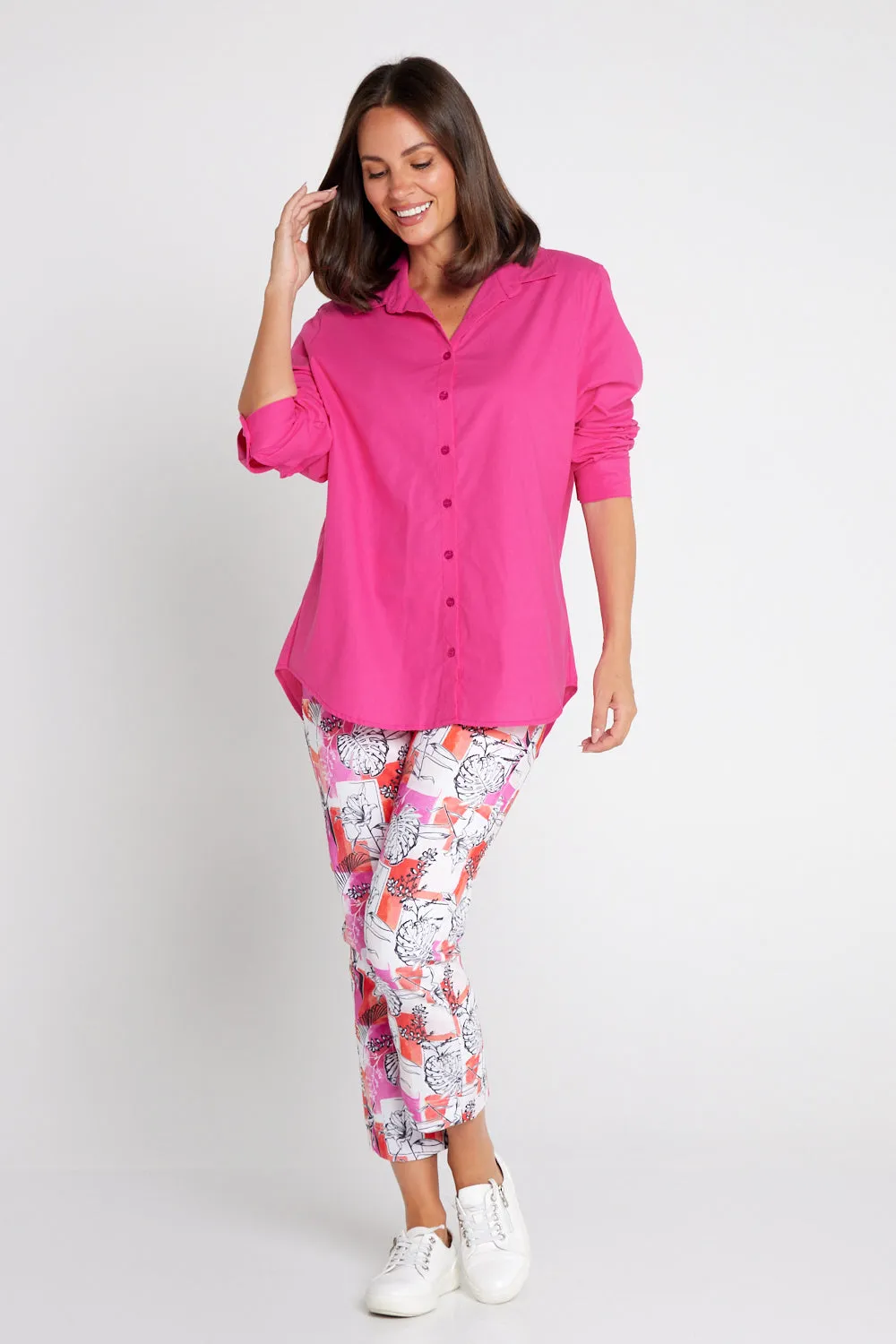 The Tulio Cotton & Linen Shirt - Hot Pink