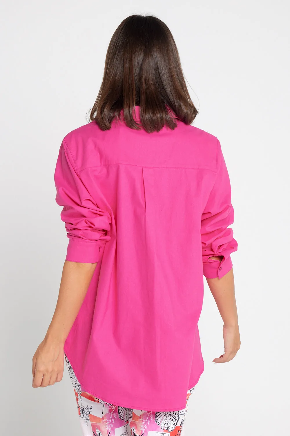 The Tulio Cotton & Linen Shirt - Hot Pink