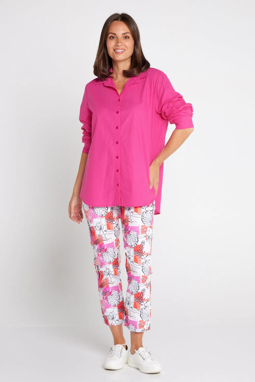 The Tulio Cotton & Linen Shirt - Hot Pink