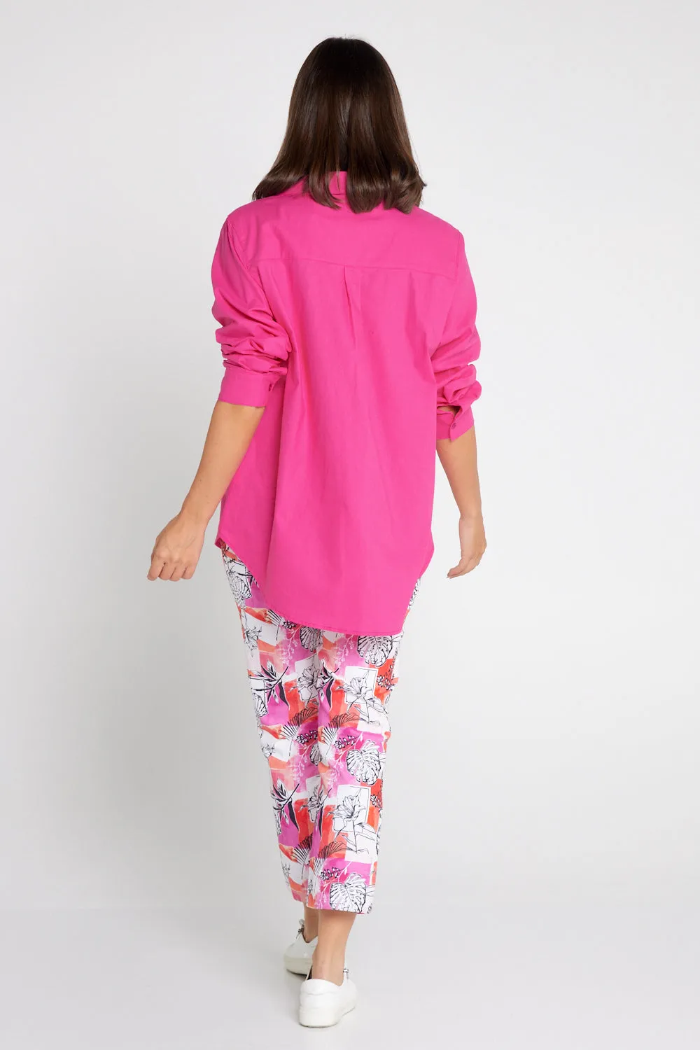 The Tulio Cotton & Linen Shirt - Hot Pink