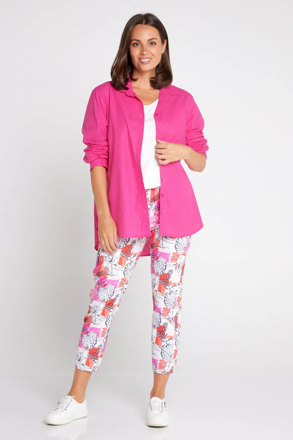 The Tulio Cotton & Linen Shirt - Hot Pink