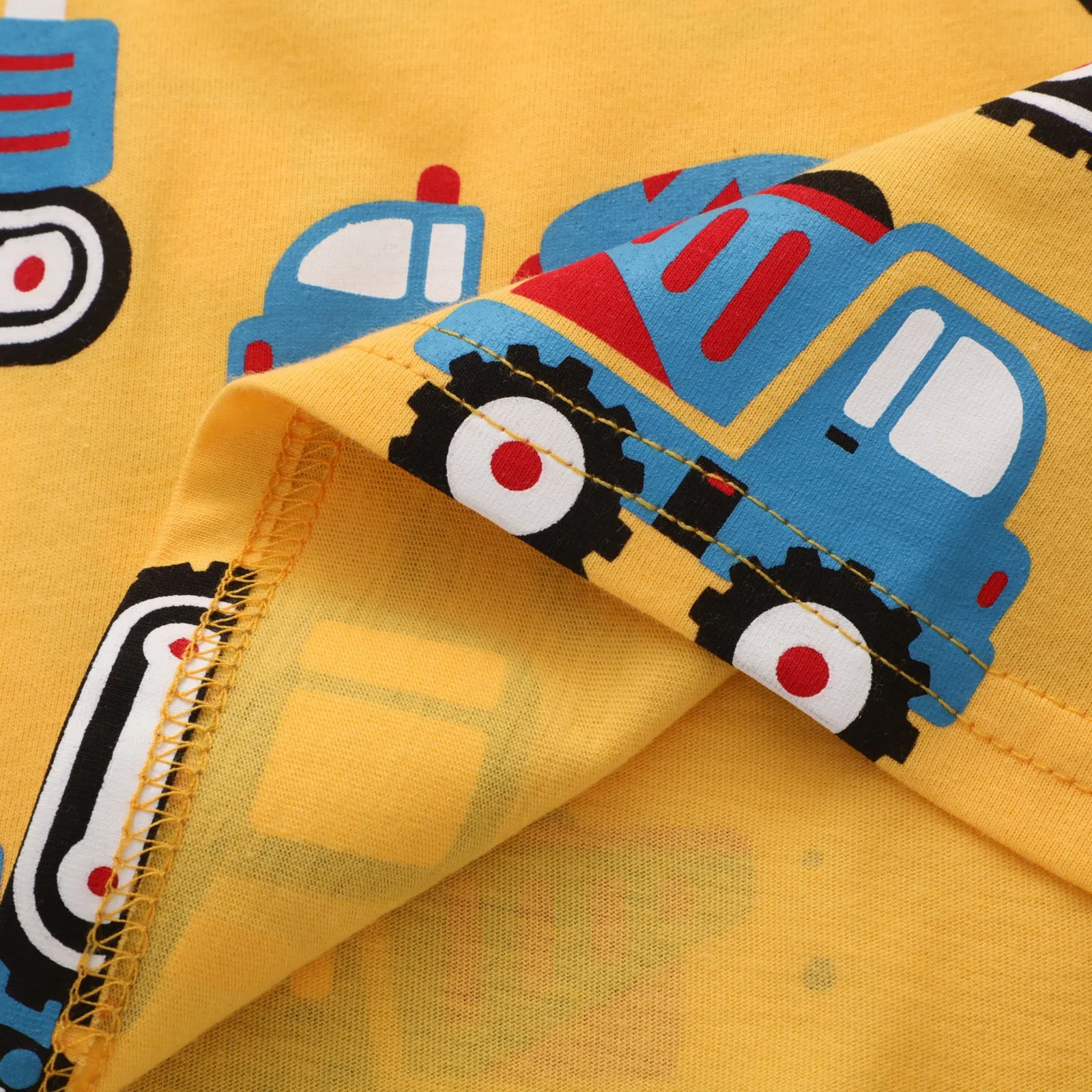 Toddler Boy's Vehicle Print Short-sleeve Yellow Tee