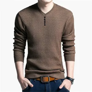 Trendy Men V Neck Casual Long Sleeve Sweater