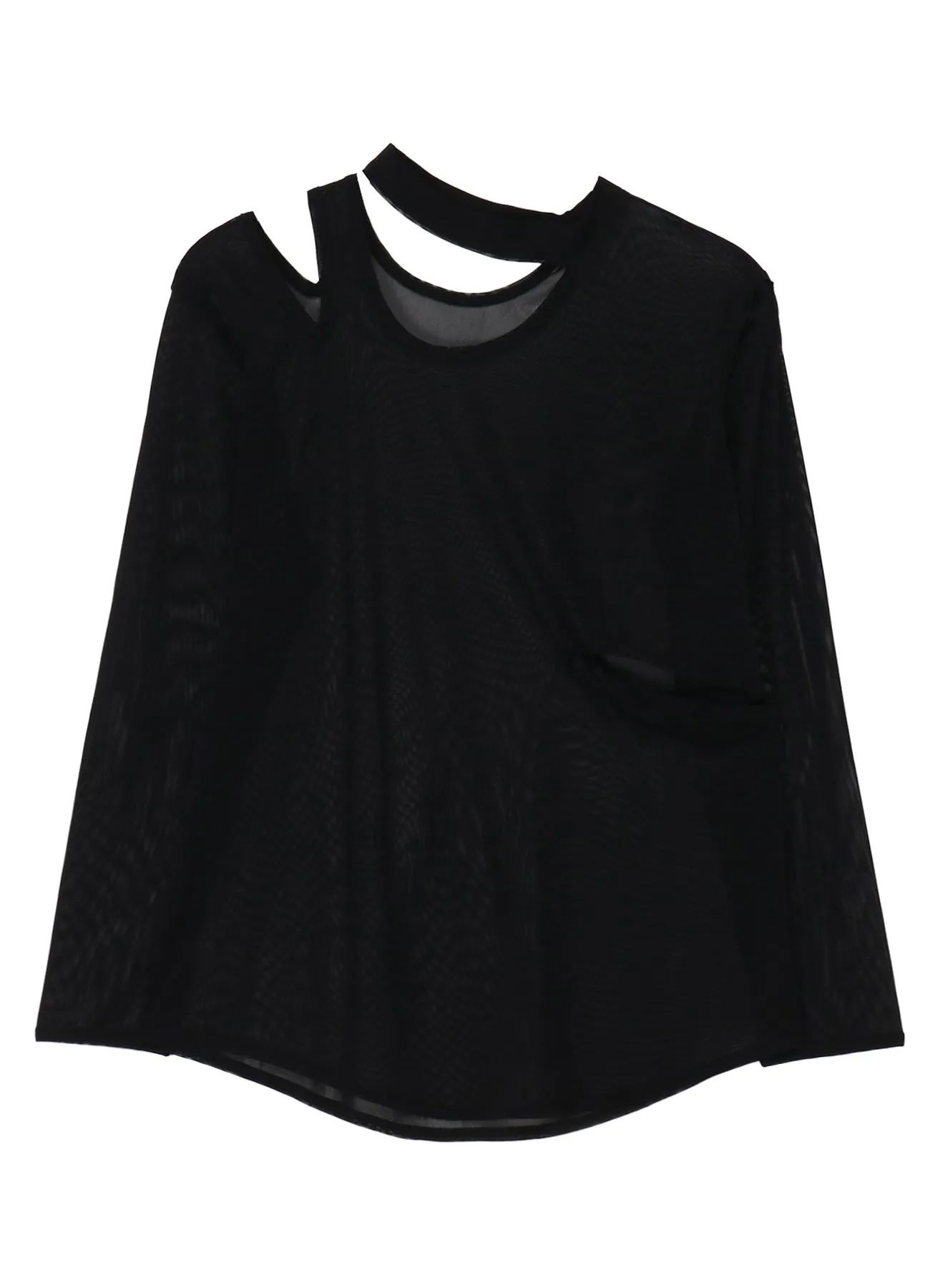 TULLE SLIT LONG SLEEVE T-SHIRT