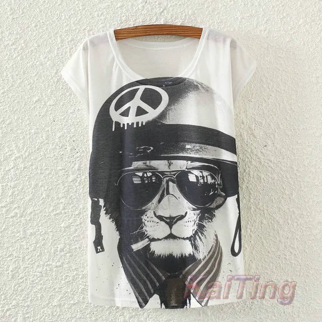 Vintage Spring Animal Printed Tees