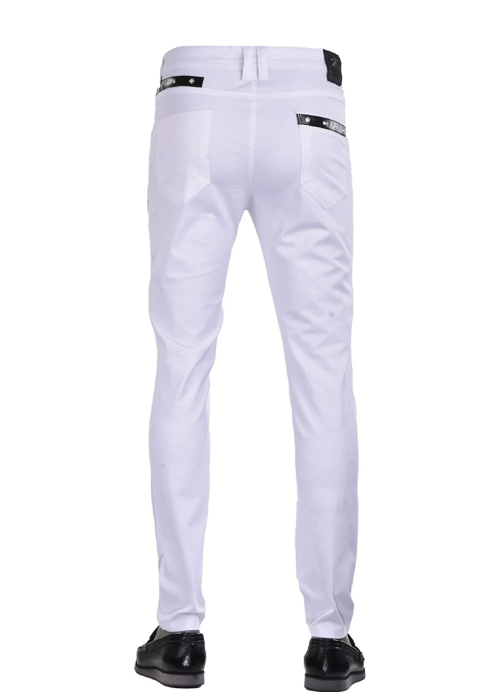 White Leather Eyelet Stretchy Pants